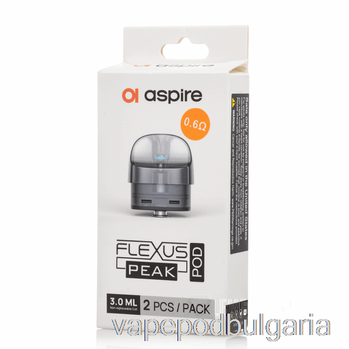 Vape Технически характеристики Aspire Flexus Peak Replacement Pod Pods + 0.6ohm Af Coils (2-pack)